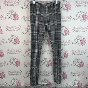 Just cozy leggings tights plaid stretchy soft Black and White Plaid Leggings